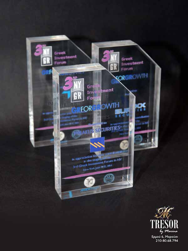 Tresor Corporate Art αναμνηστικό βραβείο δώρο από πολλά χρώματα πλεξιγκλάς Plexiglas με χάραξη laser router εκτύπωση UV
